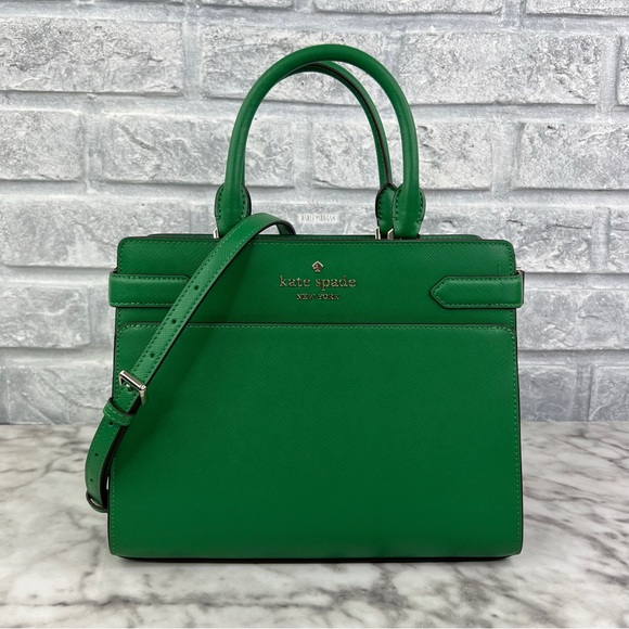 kate spade Handbags - Kate Spade Staci Medium Satchel Crossbody In Green Bean